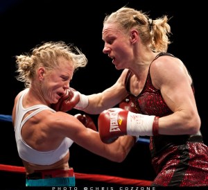 Dec. 2, 2011, Albuquerque, N.M.:  Establishing herself as the pound-for-pound queen of women’s boxing and the top welterweight in the world, Anne Sophie Mathis (26-1, 22 KOs, of France, scored the upset of the year in female fighting by knocking out Albuquerque’s Holly Holm (30-2-3, 9 KOs), tonight at Route 66 Casino, west of Albuquerque, N.M. at 1:38 of the seventh.
